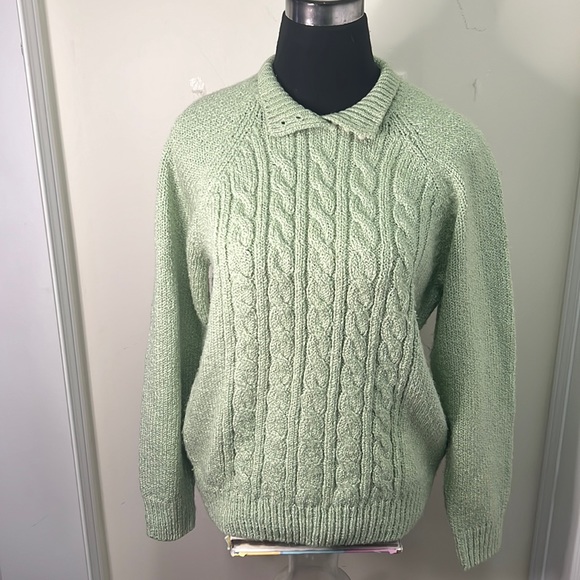 Karen Scott Chic Cable Knit Sage Green Sweater Size Small - Picture 13 of 16